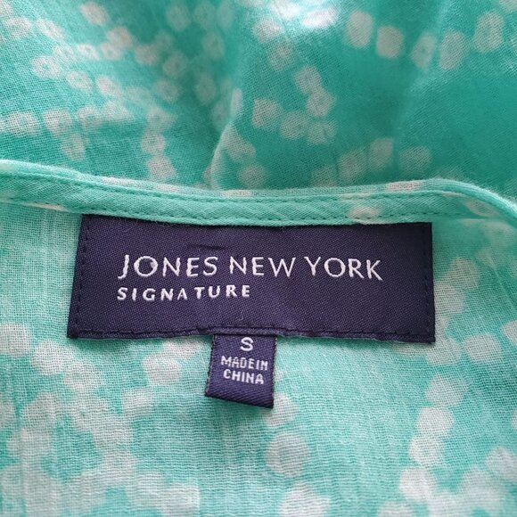 Jones New York Popover Split Neck Sparkly Buttons Long Sleeve Blouse Size Small - Picture 6 of 7